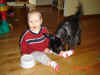 Alex done feeding scooter